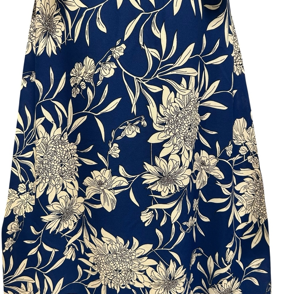 DEX Cold Shoulder Maxi Dress Blue Dahlia Floral Tiered Ruffle V-Neck Size M - Picture 5 of 11